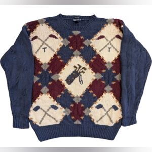 Vintage Nautica oversized chunky golf sweater handknit